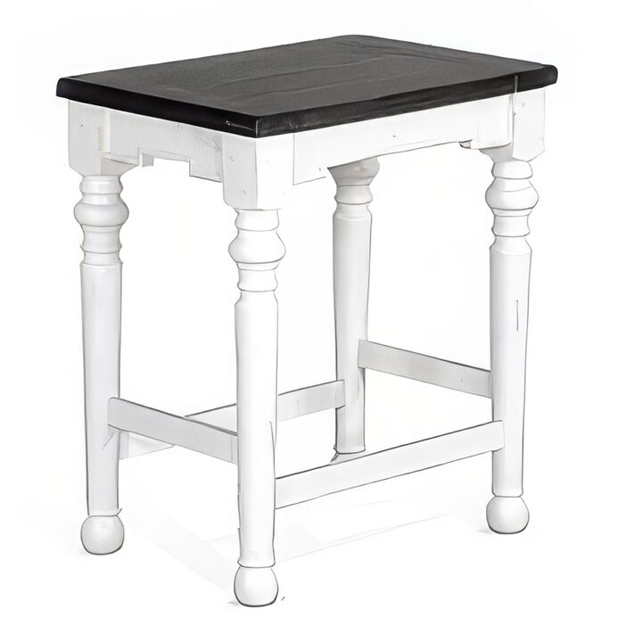 Orso Counter Height Stool Set of 2, White, Dark Brown Mahogany Wood - Benzara