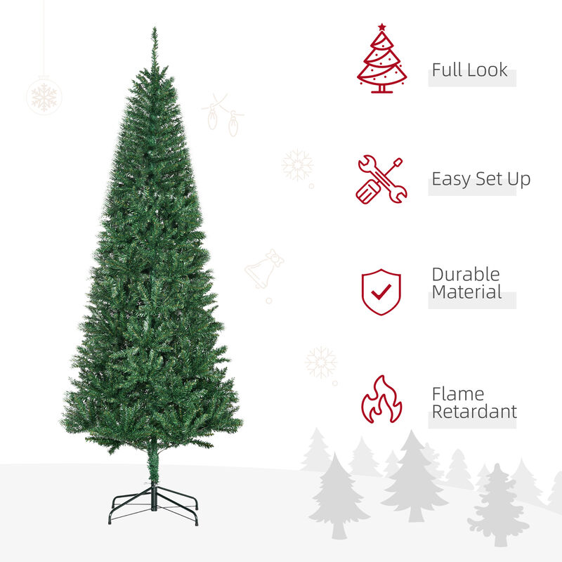 Slim Christmas Tree with Stand, Pencil Tree, 7' Artificial Fir, Green