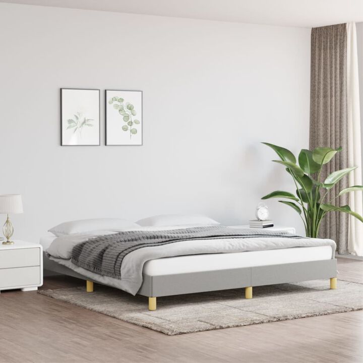 vidaXL California King Size Bed Frame with Fabric Finish, Light Gray, Suitable for 72"x83.9" Mattress, Modern Double Bed, 85"x73.2"x9.8"