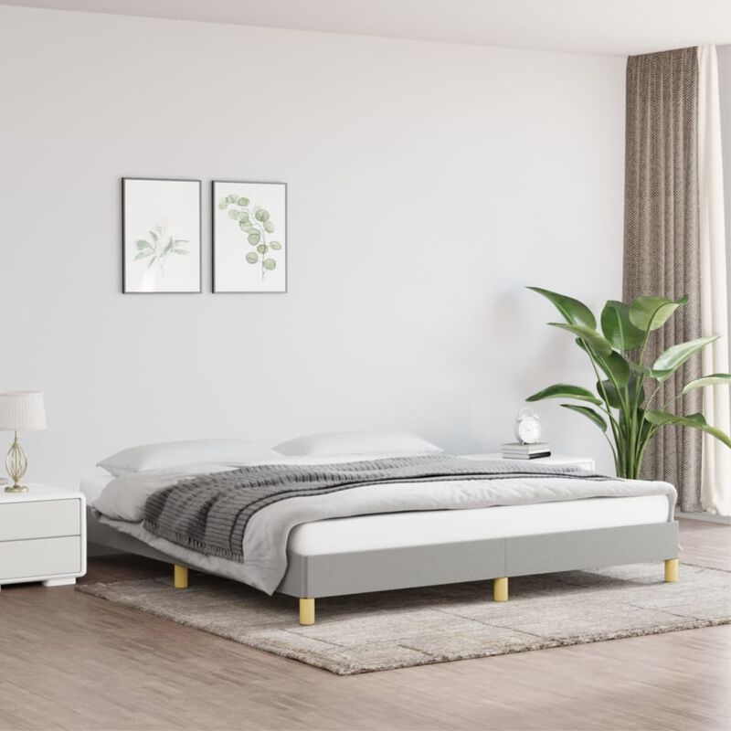 vidaXL California King Size Bed Frame with Fabric Finish, Light Gray, Suitable for 72"x83.9" Mattress, Modern Double Bed, 85"x73.2"x9.8"