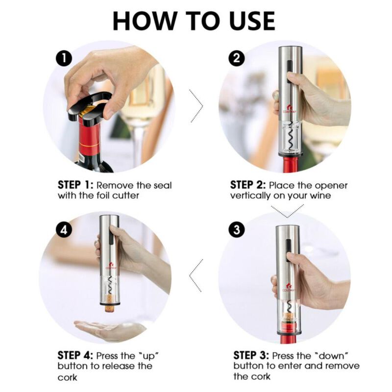 Costway  6-in-1 Electric Wine Bottle Opener Set with Foil Cutter