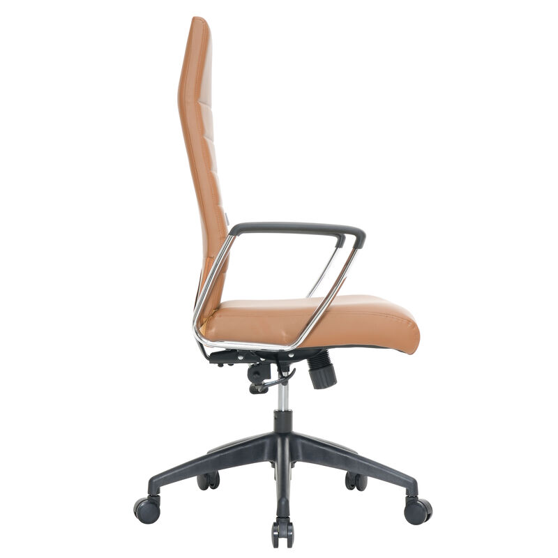 LeisureMod Hilton Modern High Back Leather Conference Office Chair with Adjustable Height & Swivel – Ergonomic and Stylish Office Seating