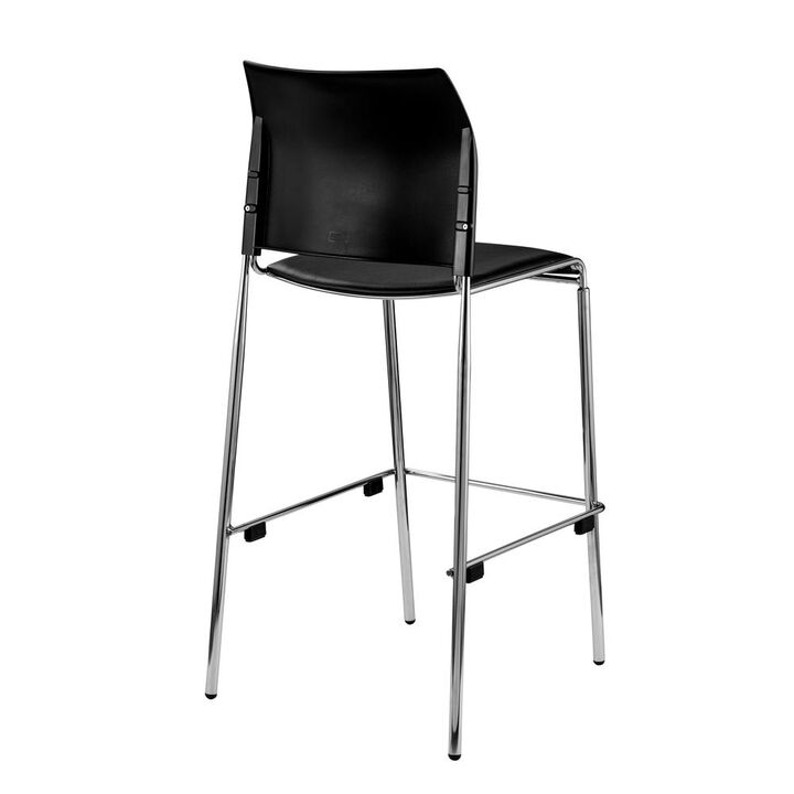 NPS® Cafetorium Bar Stool, Plush Vinyl Seat, Black
