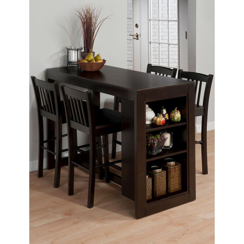 Jofran Tribeca Counter Height 48 Contemporary Dining Table with Built-In Shelving