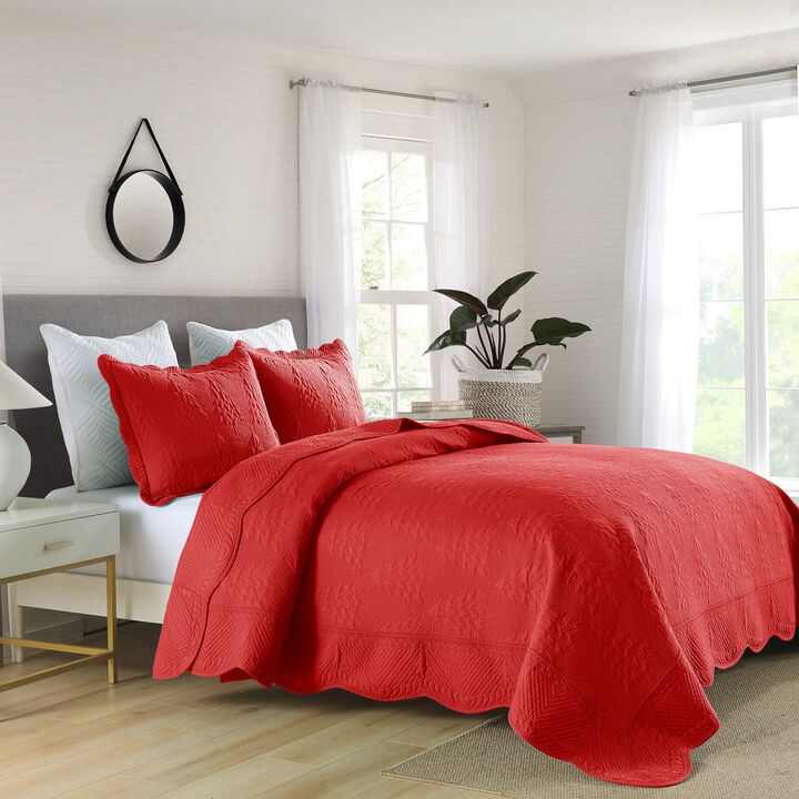 Marcielo 3 Piece 100% Cotton Christmas Tree Bedspread Set Coverlet Set Lightweight Quilt Set