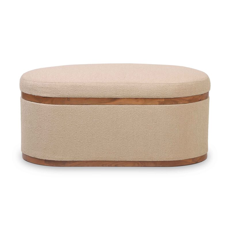 Olivier Peach Boucle Oval Storage Ottoman