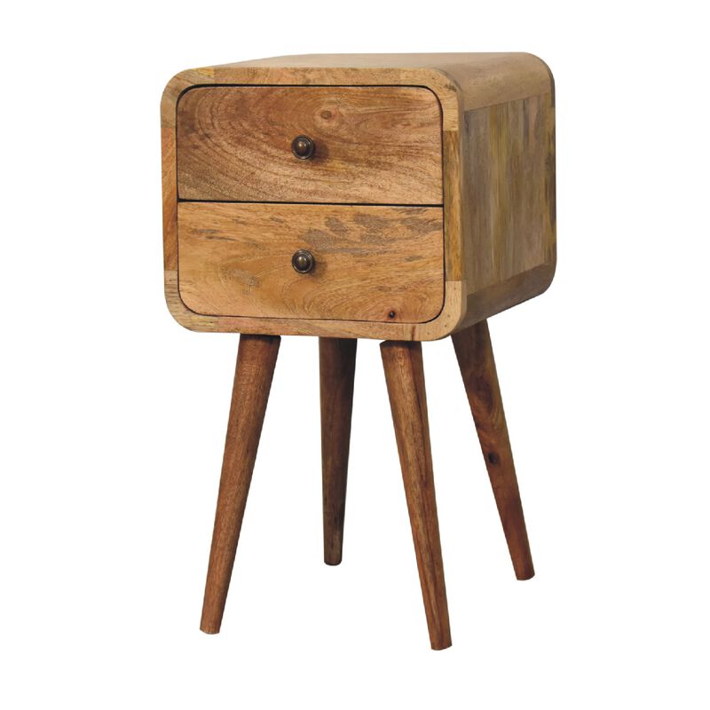 Mini Oak-ish Curved 2 Drawer Nightstand