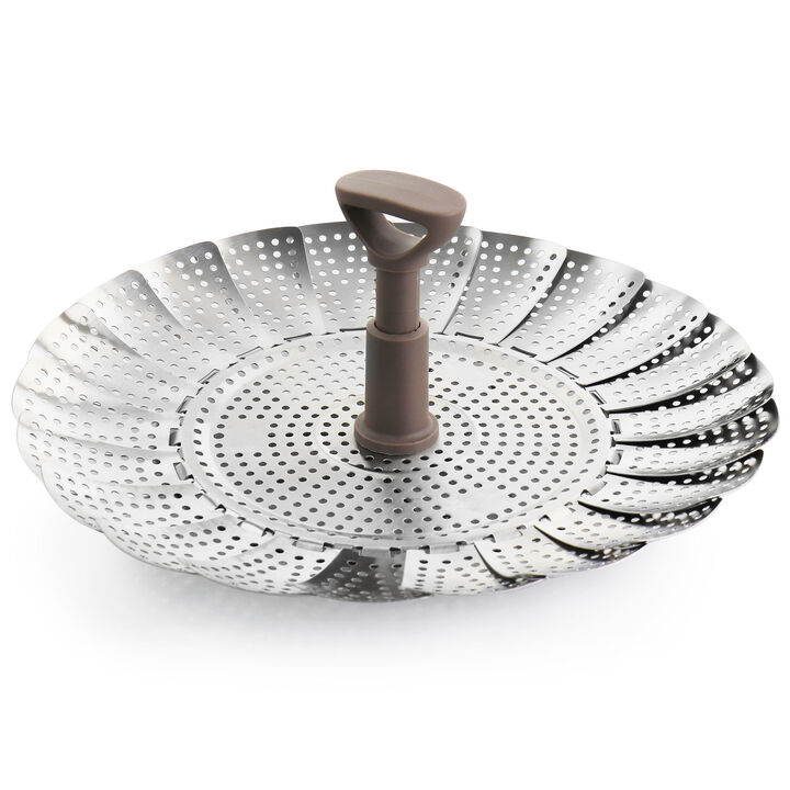 Martha Stewart Stainless Steel Folding Steamer Insert with Handle in Taupe