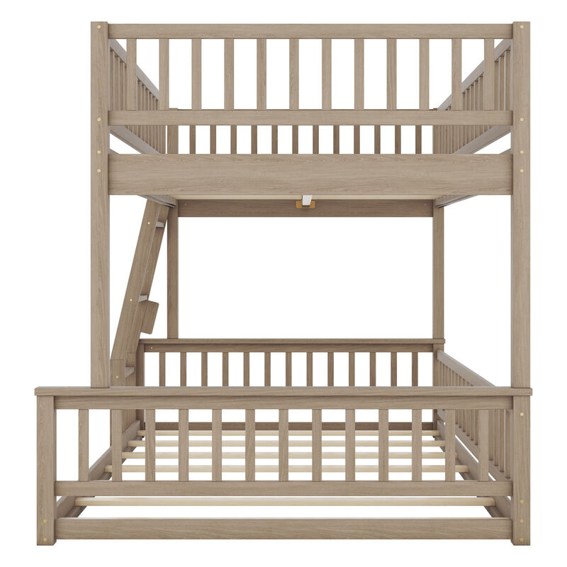 Merax Full XL over Queen Bunk Bed with Ladder and Guardrails