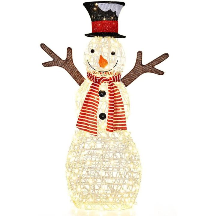 Hivvago Indoor/Outdoor Christmas Lighted Snowman Decorations with Pre-Lit 80 Lights