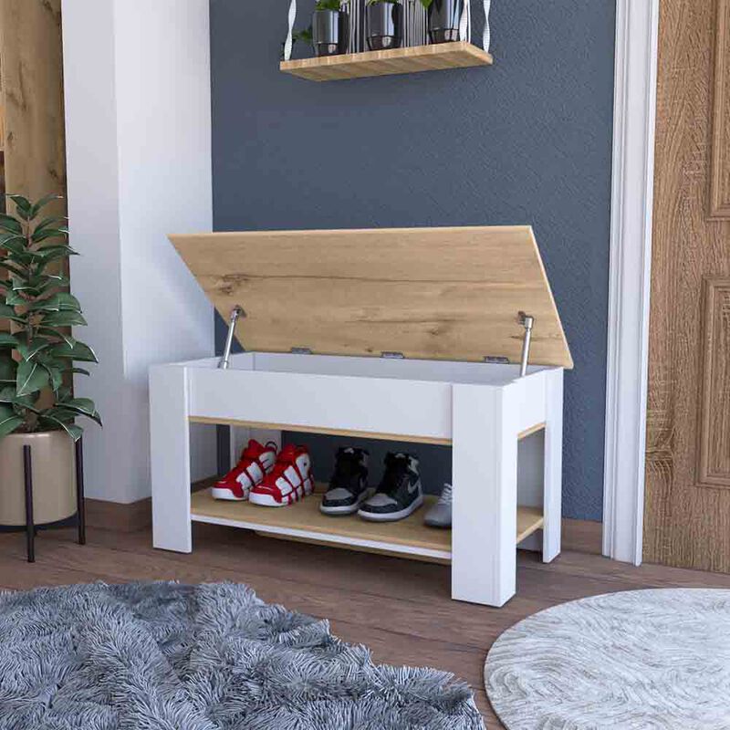 Storage Table Polgon, Living Room, Light Oak / White