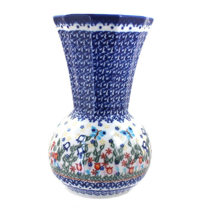 Blue Rose Polish Pottery Butterfly Vase