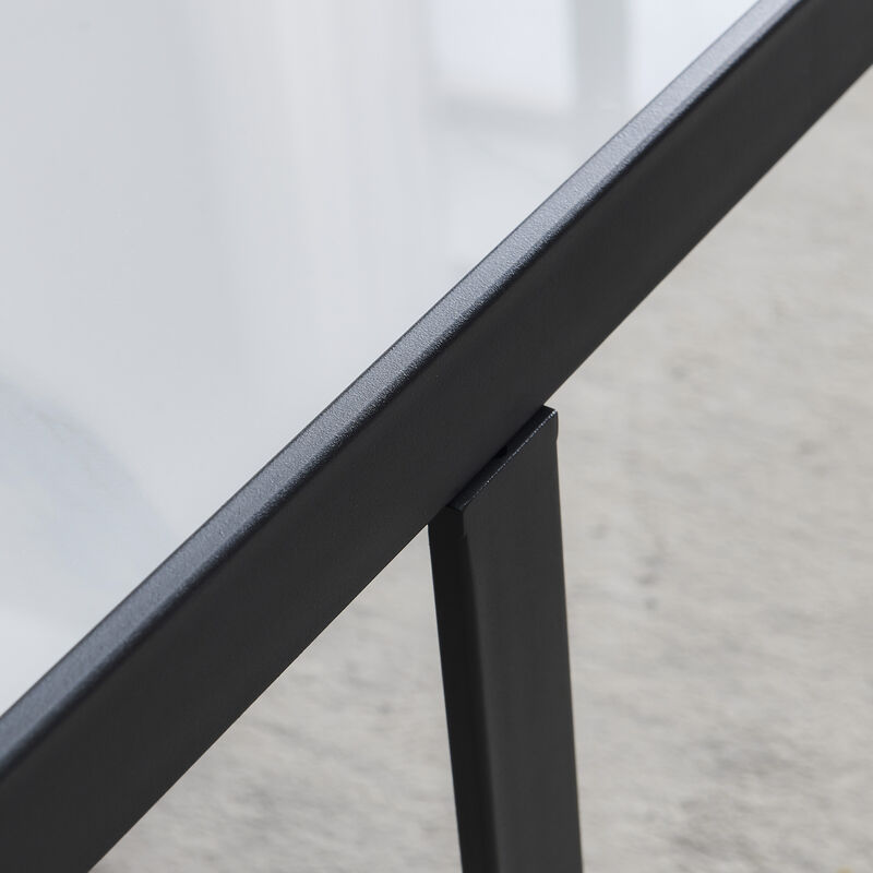 Modern Square Coffee Table with Sintered Stone Surface and Metal Base