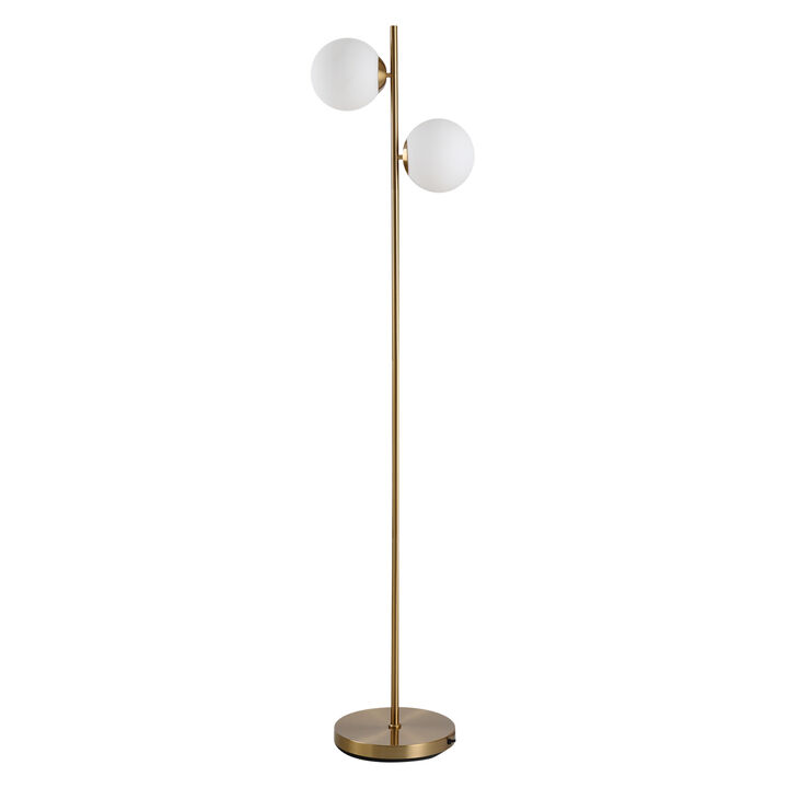 Floor Lamp w/ 2pcs Glass Lamp Shade Modern Portable Decorative Lamp