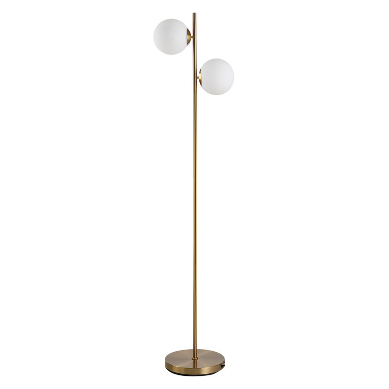 Floor Lamp w/ 2pcs Glass Lamp Shade Modern Portable Decorative Lamp