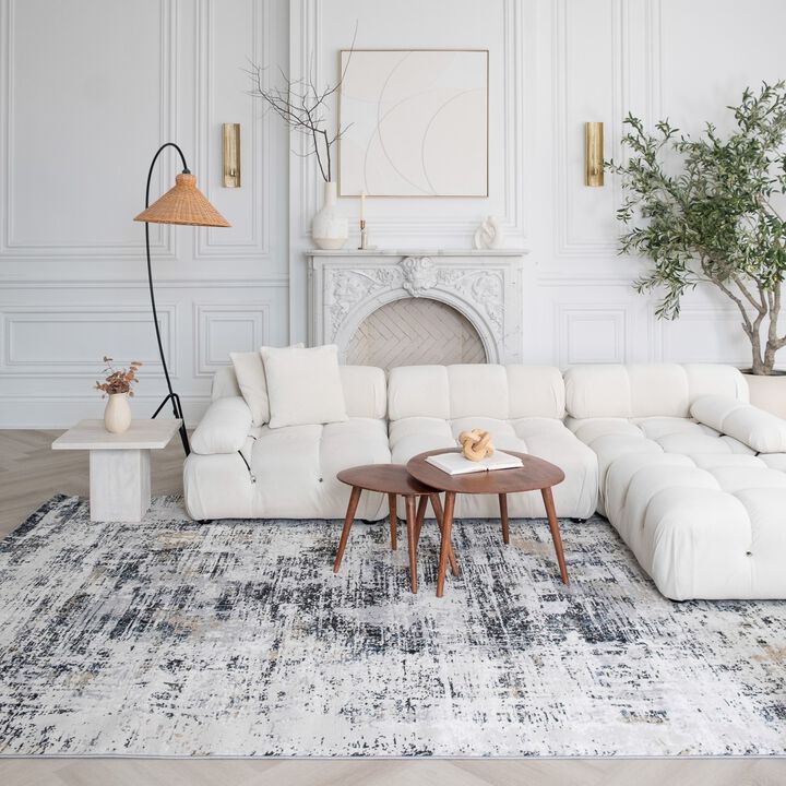 Atlas Classic Modern White Beige Indoor Area Rug