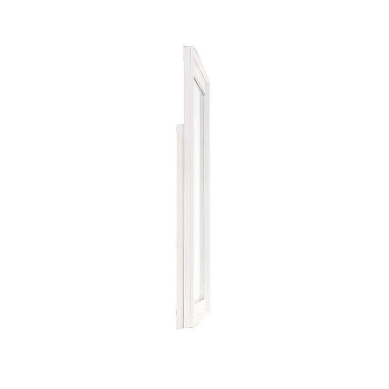 Zavi 32 x 40 Dresser Mirror, Rectangular Shape, Tempered Glass, White - Benzara