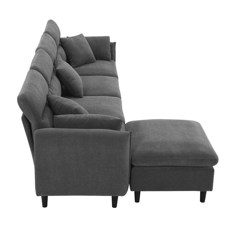 Merax Modern 5 Seats Convertible Sectional Chenille Sofa