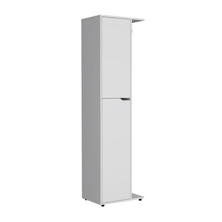 Austin 71.3-Inch High One Door and Four Shelves Broom Storage Closet with Broom and Mop Holder