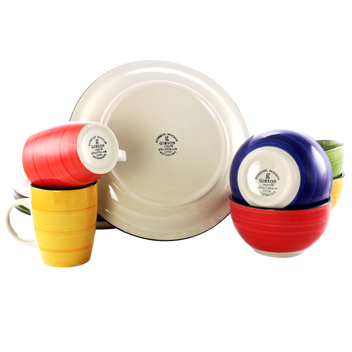 Gibson Home Color Vibes 12 Piece Handpainted Stoneware Dinnerware Set