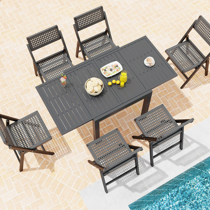 Expandable Patio Dining Table for 4-6 People – Outdoor Dining Table with Adjustable Size