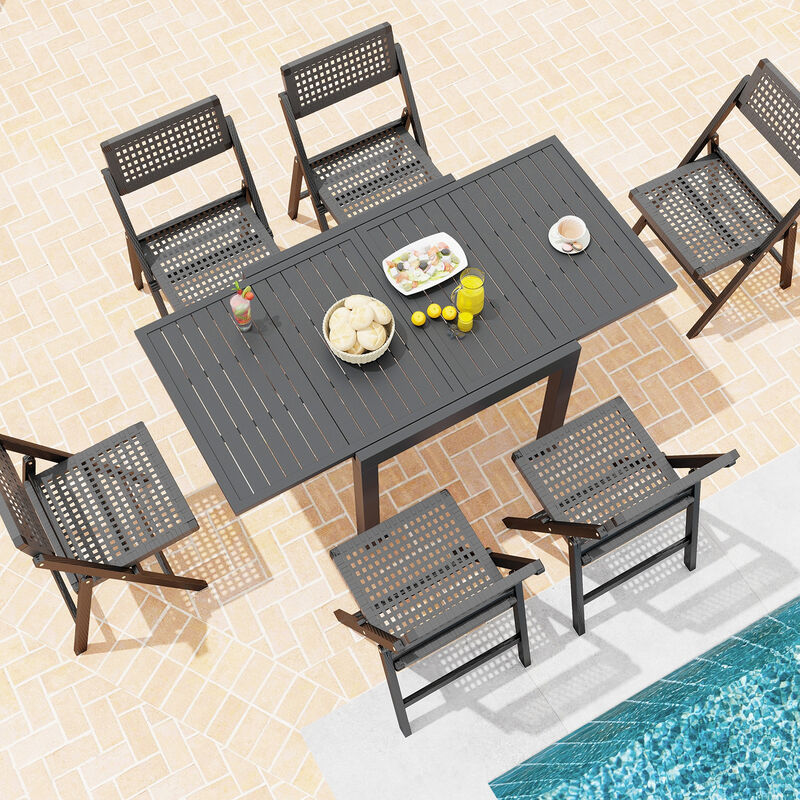 Expandable Patio Dining Table for 4-6 People – Outdoor Dining Table with Adjustable Size