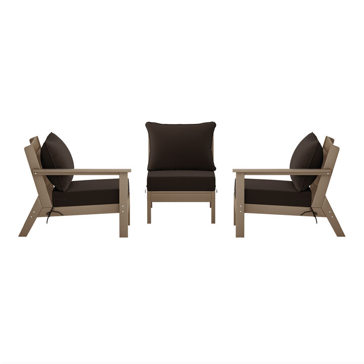 WestinTrends Outdoor Patio HDPE Sectional Sofa with Patio Cushions