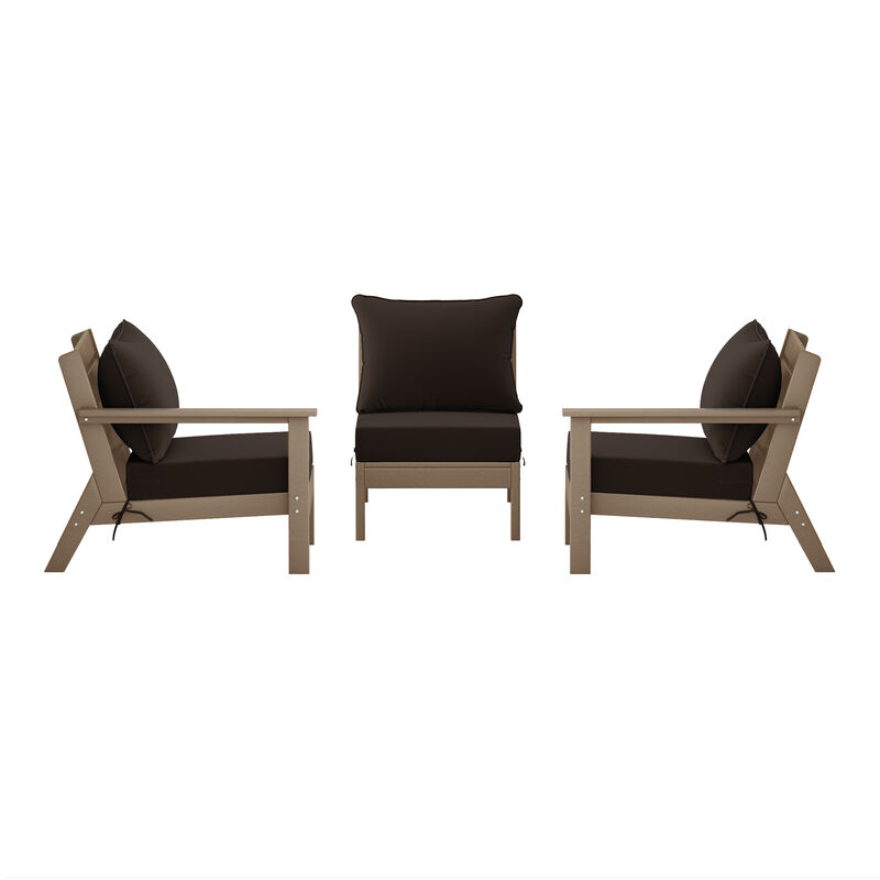 WestinTrends Outdoor Patio HDPE Sectional Sofa with Patio Cushions