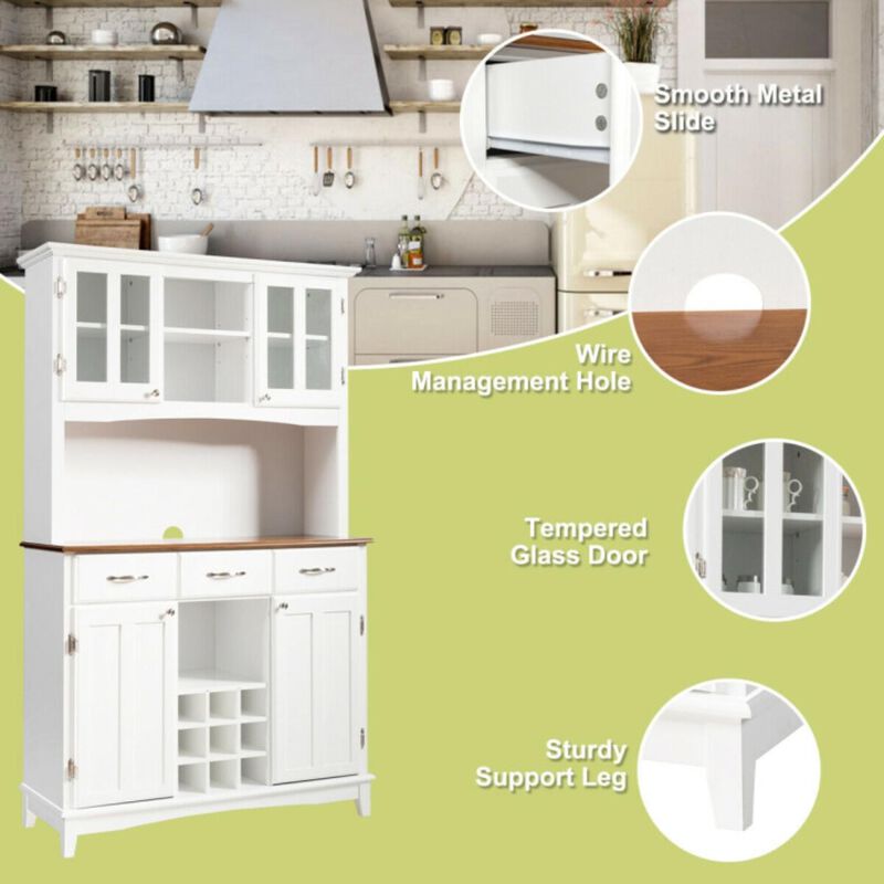 Hivvago Kitchen Storage Cabinet Cupboard with Wine Rack and Drawers