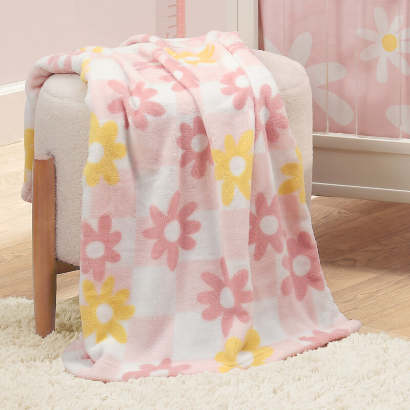 Lambs & Ivy Daisy Dreams Soft & Cozy Luxury Fleece Checkered Baby Blanket