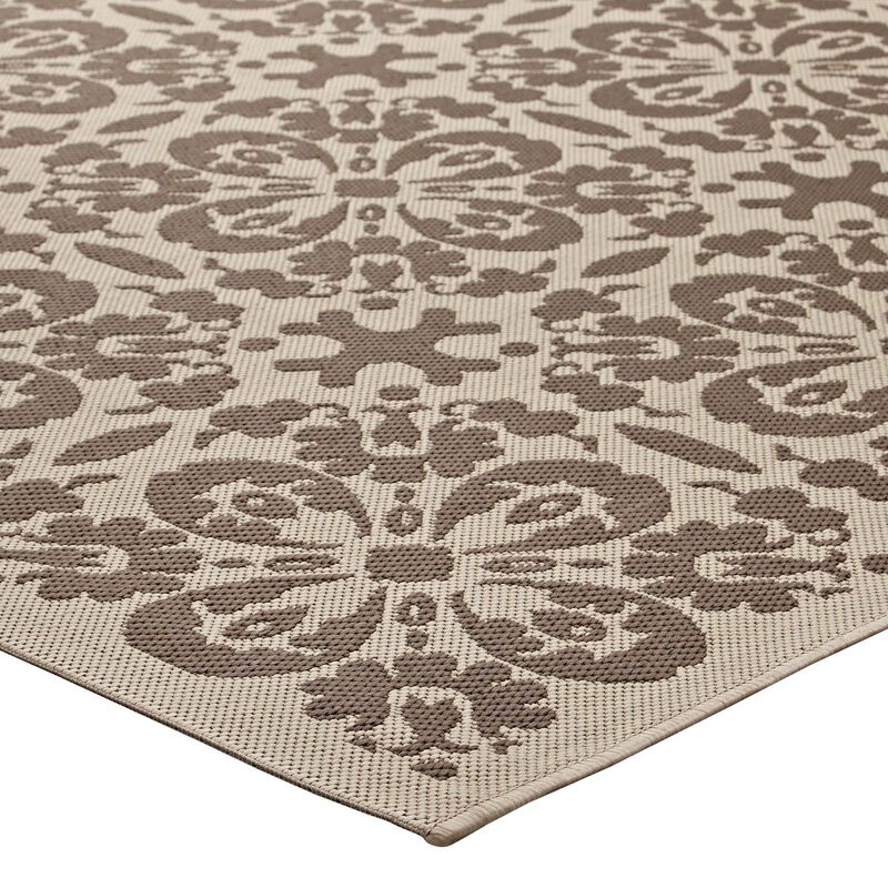 Ariana Vintage Floral Trellis 5x8 Indoor and Outdoor Area Rug - Light and Dark Beige