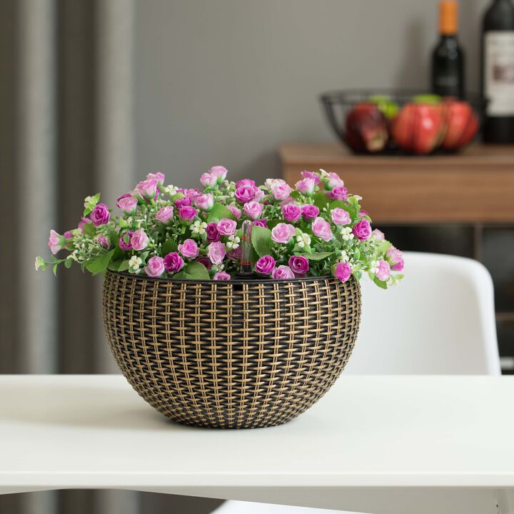 10" Self Watering Bronze Hanging Basket Flower Planter