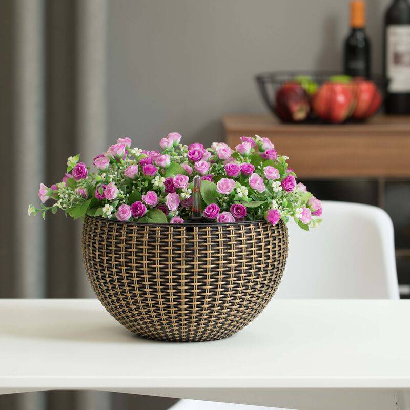 10" Self Watering Bronze Hanging Basket Flower Planter