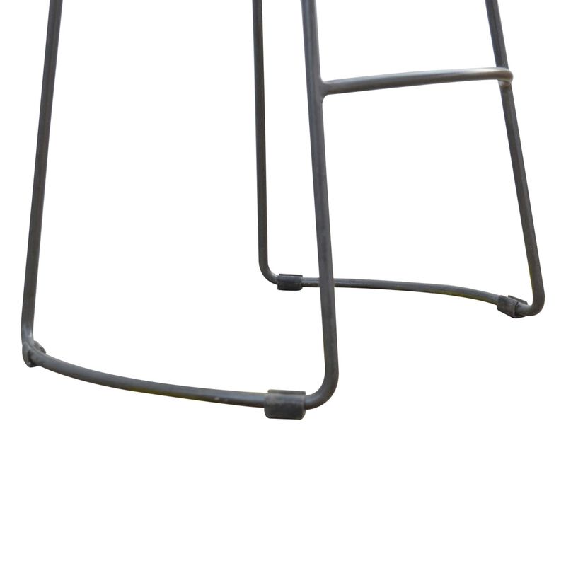Industrial Bar Stool with Chunky Solid  Wood Seat