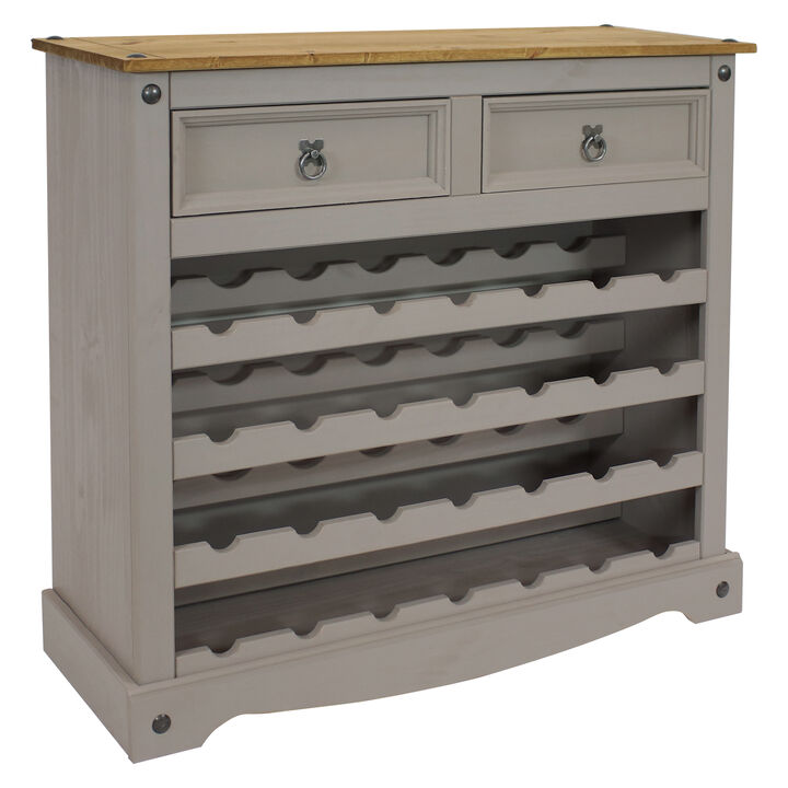 Sunnydaze 28-Bottle Solid Pine Freestanding Wine Rack - Gray - 34.5"