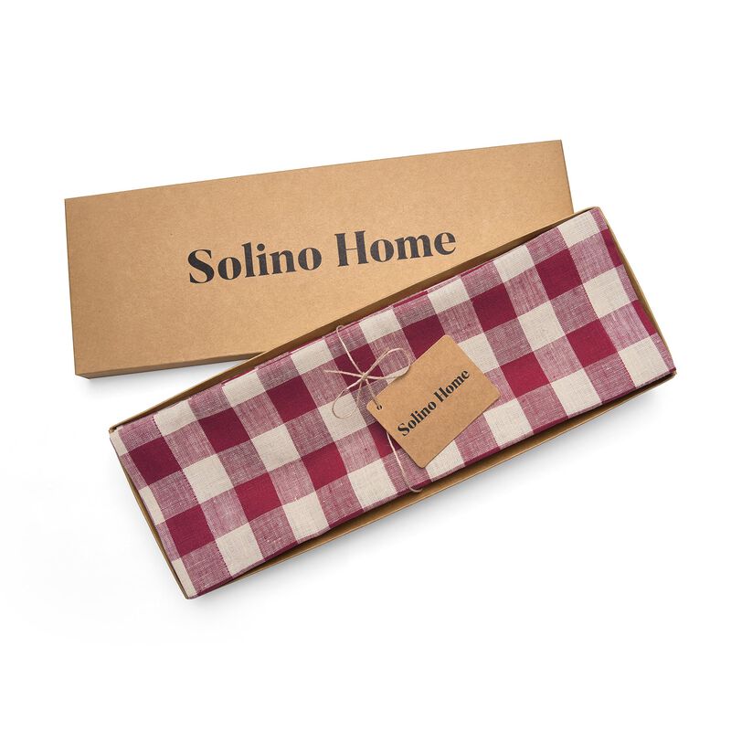 Solino Home 100% Pure Linen Placemats 14 x 19 Inch Set of 4 | Morgan Check