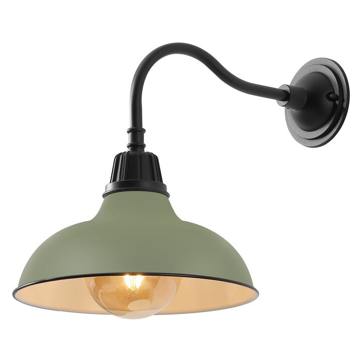 Aurora Farmhouse Industrial Indoor/Outdoor Iron LED Gooseneck Arm Outdoor Sconce