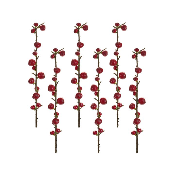 Berry Twig Stem for Rustic and Seasonal Home Décor (Set of 6)
