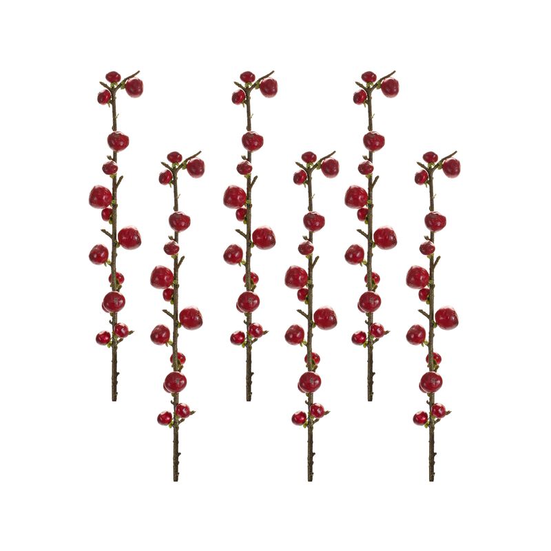 Berry Twig Stem for Rustic and Seasonal Home Décor (Set of 6)