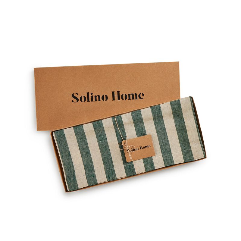 Solino Home 100% Pure Linen Table Runner | Sorrento Stripe