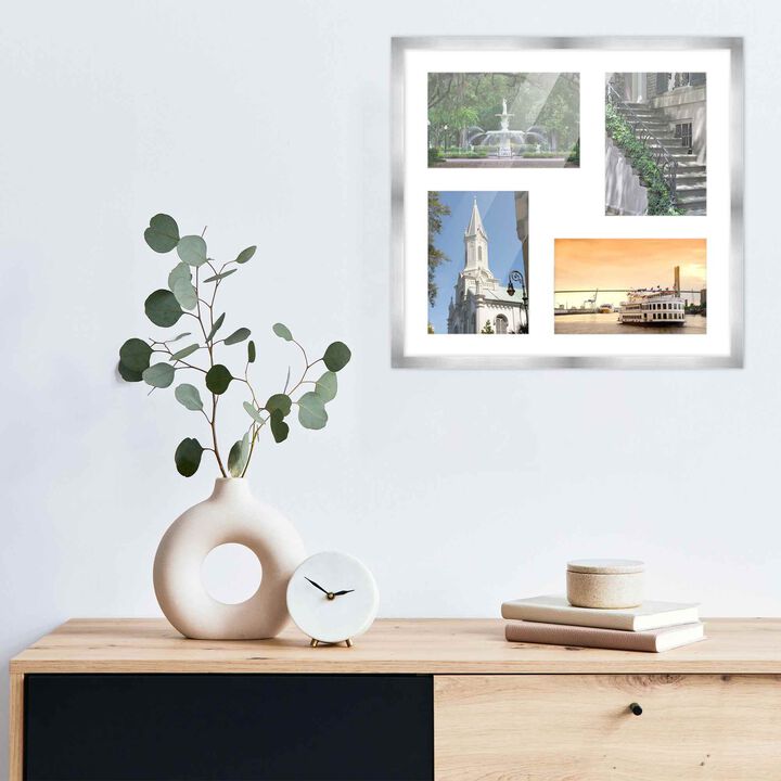 14x14 Wood Collage Frame with a White Mat for 5x7 Pictures