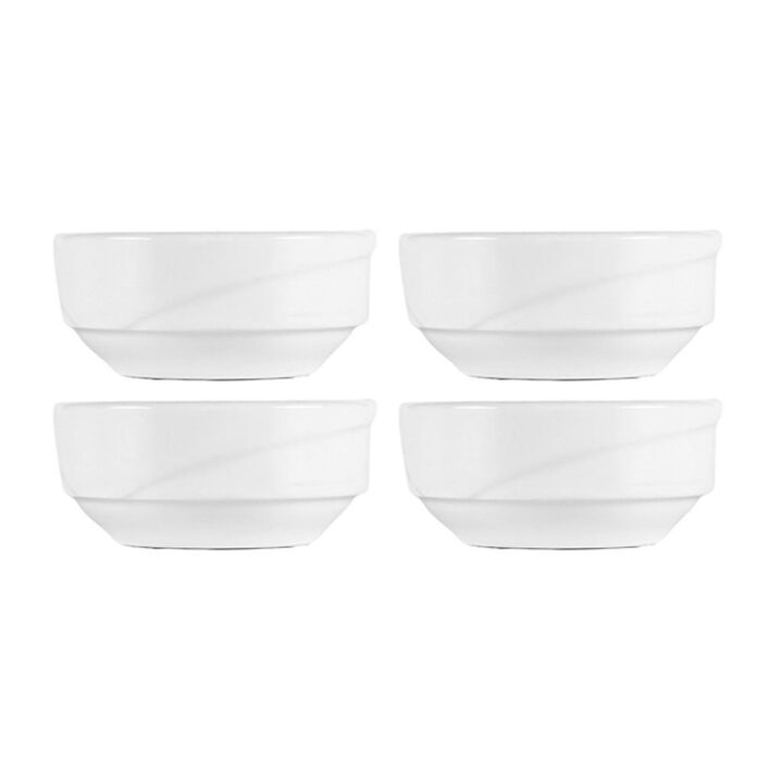Porcelain X-tanbul dia.3" h:1.25" 3 oz. Round White Porcelain Bowl (Set of 4)