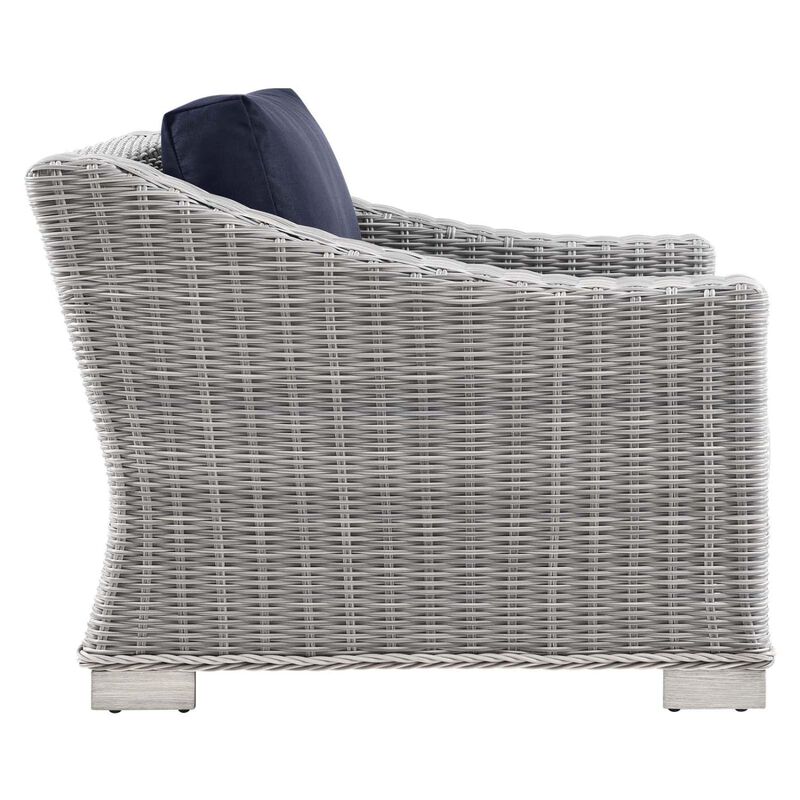 Modway Conway Outdoor Patio Wicker Rattan, Armchair, Light Gray Navy