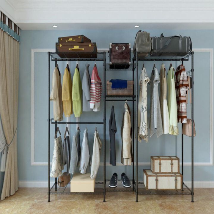 Portable Closet Organizer Garment Rack with Clothes Hangers and Home Shelf for Storage Solutions