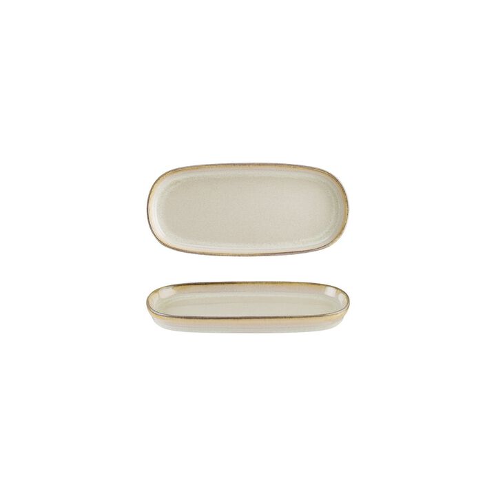 Sand 8.5" x 4" x h:0.75" Oval Beige Porcelain Platter