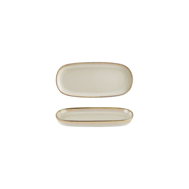 Sand 8.5" x 4" x h:0.75" Oval Beige Porcelain Platter