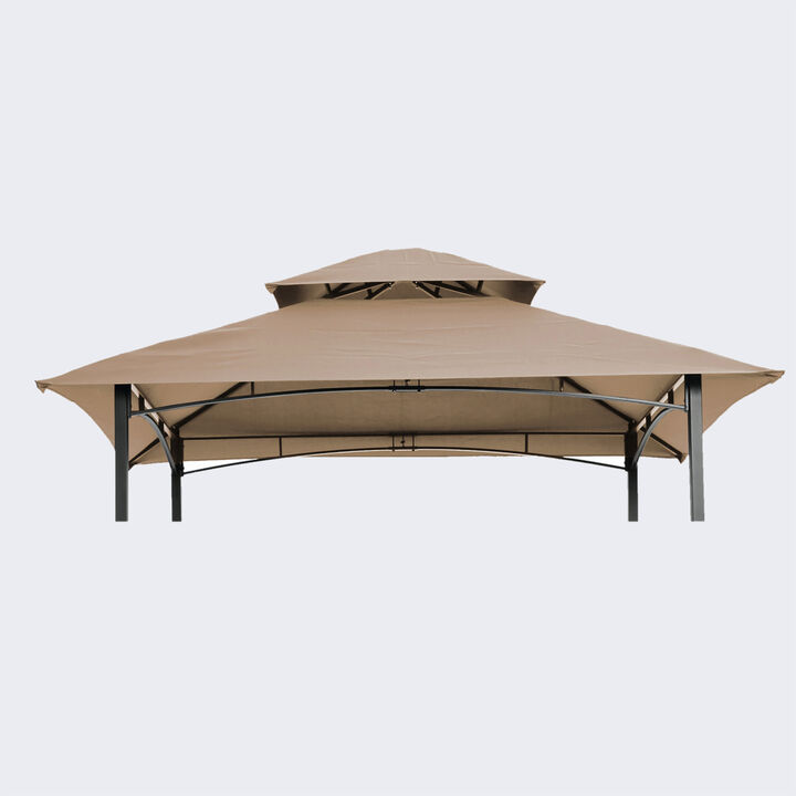 8x5FT Grill Gazebo Replacement Canopy, Double Tiered Bbq Tent Roof Top Cover