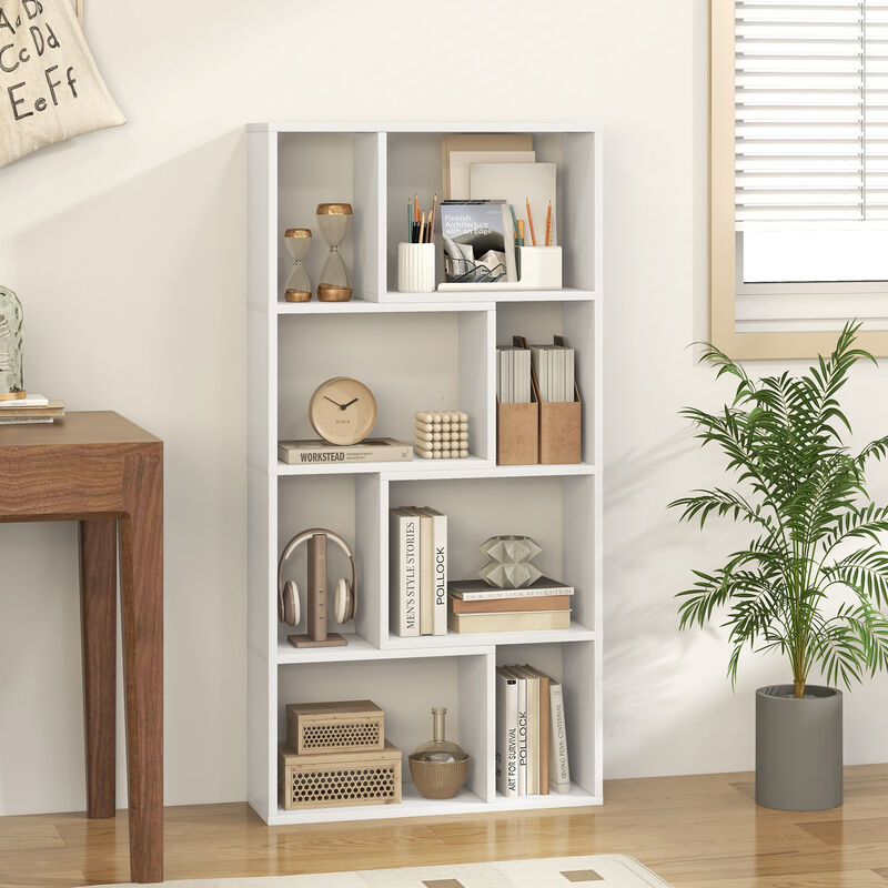 4-Tier Geometric Bookshelf with 8 Cubes for Living Room Bedroom