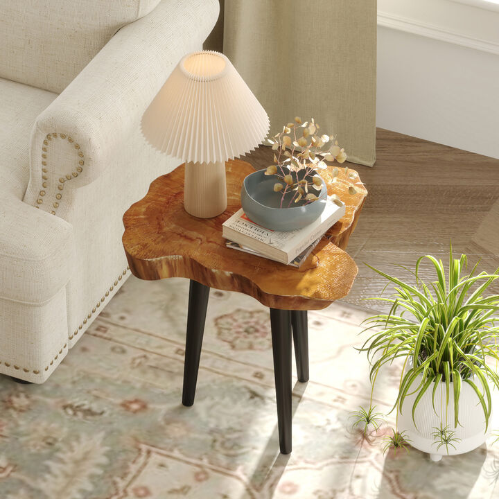End Table with Mahogany Tapered Legs for Elegant Living Room or Bedroom Decor