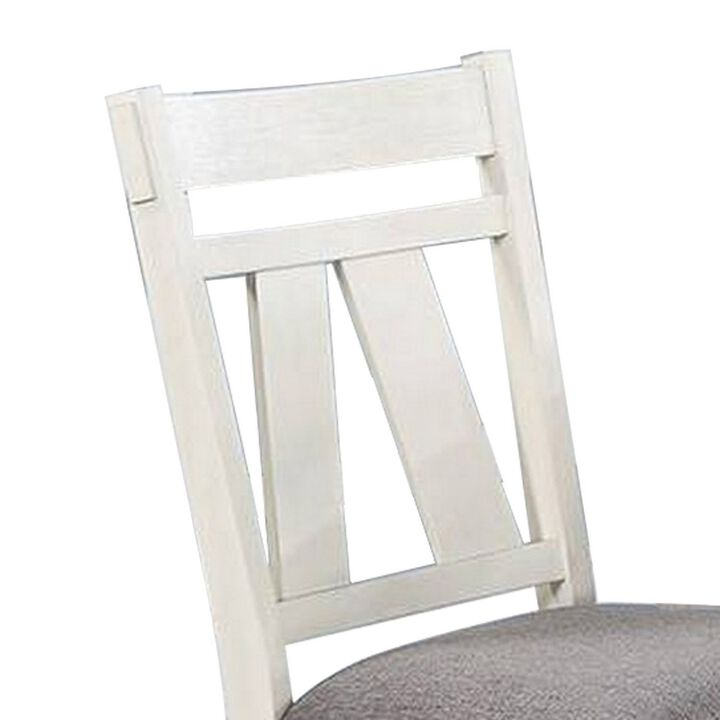 Lexi 24 Inch Classic Dining Side Chair, Padded Seat, Set of 2, Gray, White - Benzara